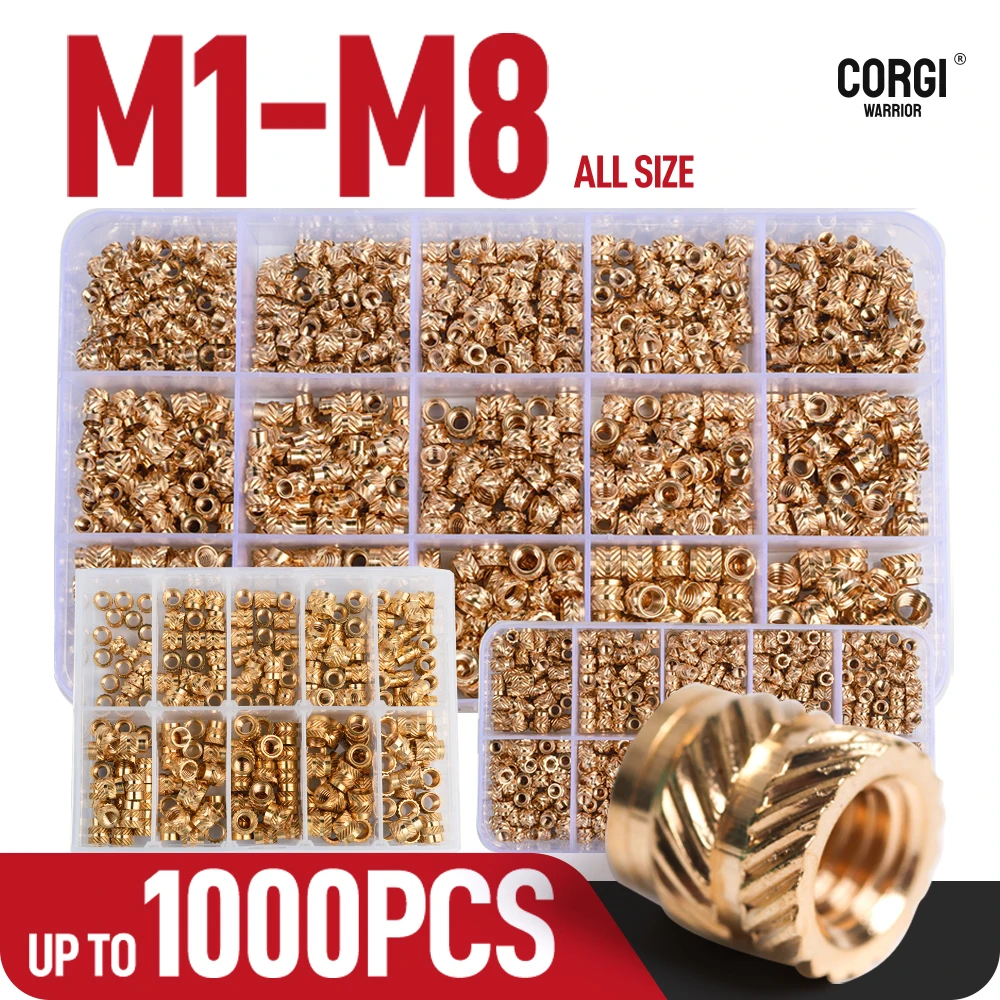 

Brass Threaded Inserts Nut Kit 1 M1.2 M1.4 M2 M2.5 M3 M4 M5 M6 M8 1000P Heat Thread Metric Knurled Insert Nuts Insertnuts Case
