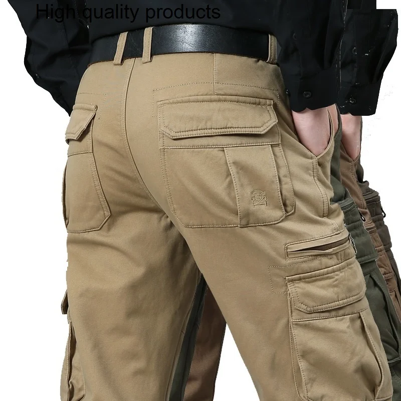 

Мужские брюки-карго, повседневные хлопковые комбинезоны с несколькими карманами, военные тактические армейские прямые мешковатые длинные брюки, бриджи 48