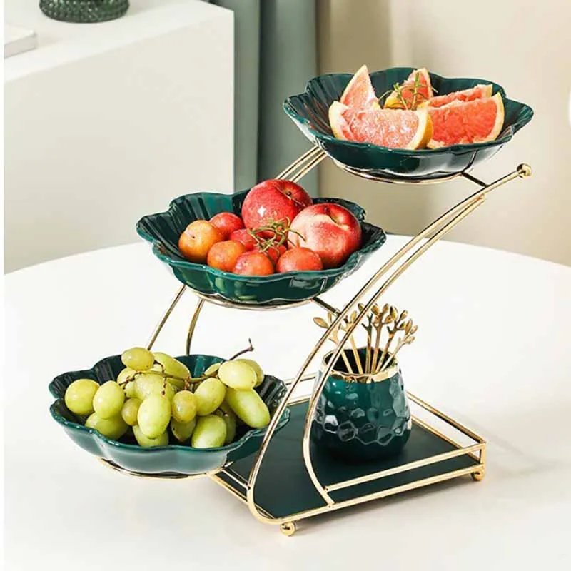 

Простые светильник Роскошные тарелки для фруктов, закуски, для гостиной, домашний чайный столик, поднос для фруктов, многослойная тарелка для закусок и конфет