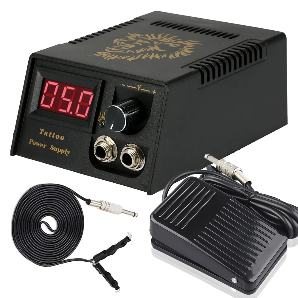 

Professional Tattoo Power Supply Kit with Tattoo Clip Cord Foot Pedal Switch for Tattoo Machine Permanent Makeup Suppply