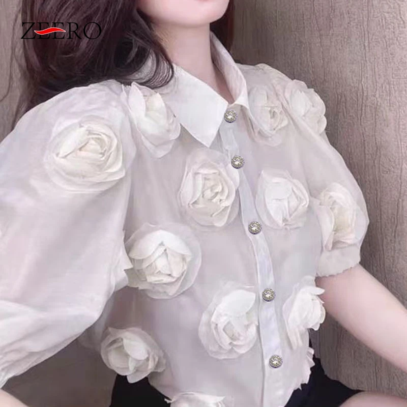 Блузка женская шифоновая Прозрачная с рукавами-фонариками и цветочной аппликацией
Блузка женская шифоновая Прозрачная с рукавами-фонариками и цветочной аппликацией