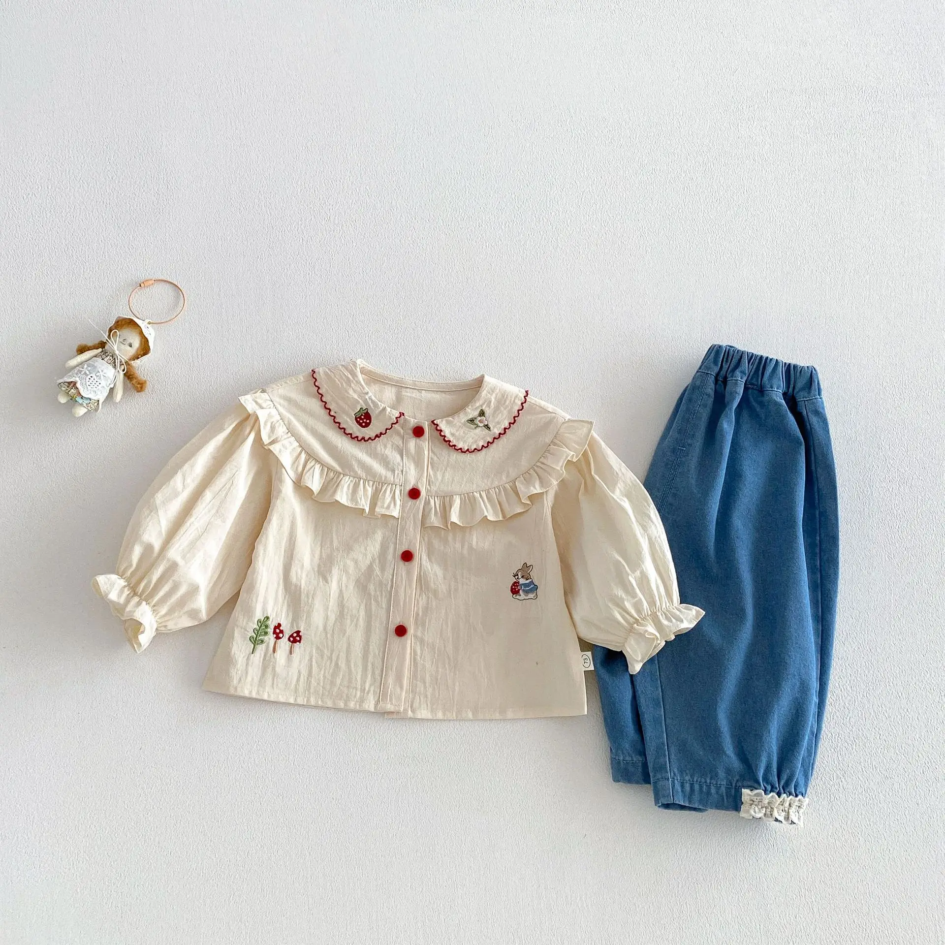 بنطلون جينز للفتيات بخصر مطاطي وحواف دانتيل للأطفال من 0-5 سنوات، موديل ربيع 2026 بأسلوب كوري، ملابس مريحة للفتيات بنطلون جينز للفتيات بخصر مطاطي وحواف دانتيل للأطفال من 0-5 سنوات، موديل ربيع 2026 بأسلوب كوري، ملابس مريحة للفتيات