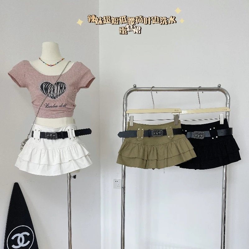 

Summer Women Dark Academia Mini Skirt Gyaru Harajuku 2000s Preppy Skirt With Belt Japanese Y2k Streetwear Kpop Chic Goth Hot New