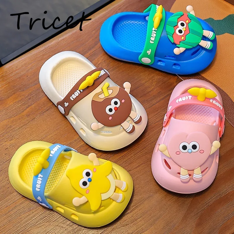 

2024 Cute Fruit Cartoon Children Slippers Summer EVA Beach Slippers For Children Waterproof Soft Garden Boys Girls Clogs Shoes