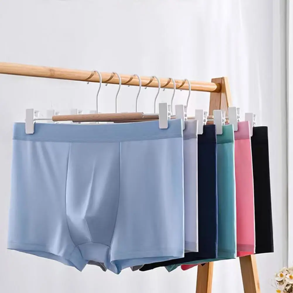 

1Pc Soft Men Underpants Mid Waist Elastic Seamless Men Boxers Anti-septic Moisture-wicking U Convex Pounch Quick Dry Underwear