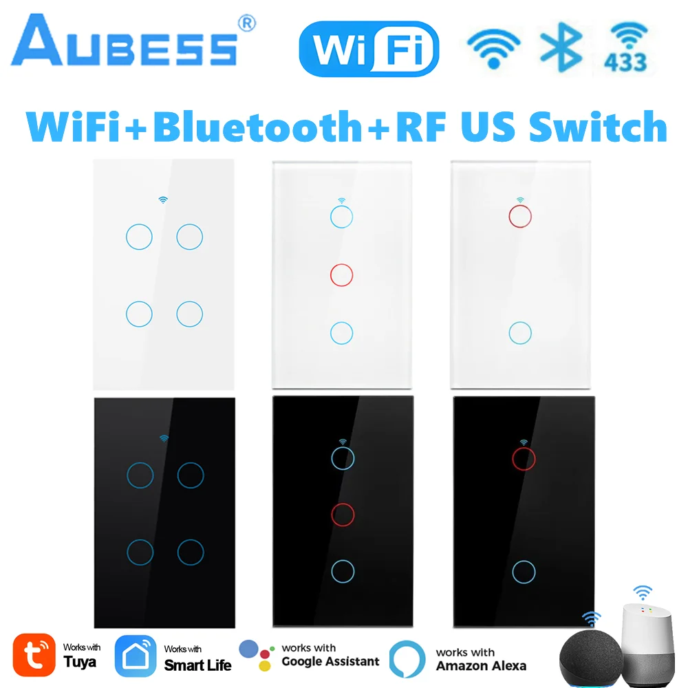 Умный выключатель Tuya Wi-Fi RF433, американский 1/2/3/4, гангнейтральный провод/без нейтрального провода, сенсорный выключатель, 220 В, работает с Alexa Google Home
Умный выключатель Tuya Wi-Fi RF433, американский 1/2/3/4, гангнейтральный провод/без нейтрального провода, сенсорный выключатель, 220 В, работает с Alexa Google Home