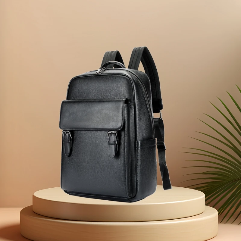

Fashion Luxury Trend 15.6 Laptop Bag Genuine Leather Men's Backpack Student Bookbag Business Knapsack bolsos mochila de viaje
