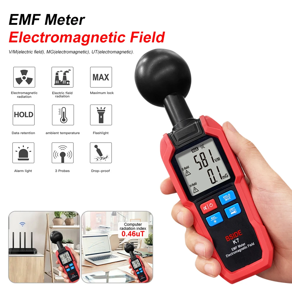 Electric Magnetic Dosimeter Geiger Counter K7 Radiation Strength Meter With Temperature Gauge Digital LCD Display EMF Detector
Electric Magnetic Dosimeter Geiger Counter K7 Radiation Strength Meter With Temperature Gauge Digital LCD Display EMF Detector
