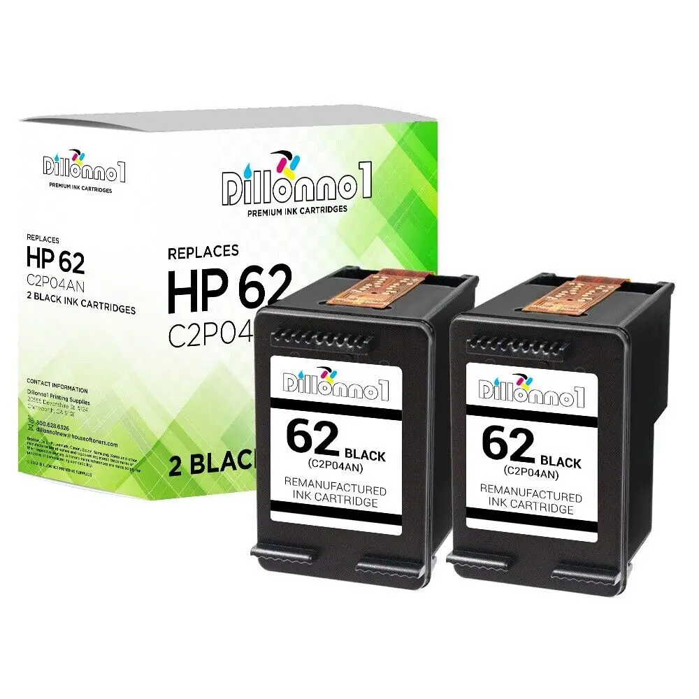 Remanufactured 2PK HP62 Black Ink Cartridges for Envy 5500 5600 7600 8000 Series
Remanufactured 2PK HP62 Black Ink Cartridges for Envy 5500 5600 7600 8000 Series