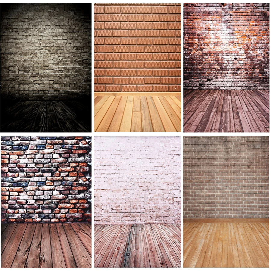 

Photocall Brick Wall Wood Floor Theme Photography Backdrop Party Decor Food Portrait Background for Photo Studio Photophone