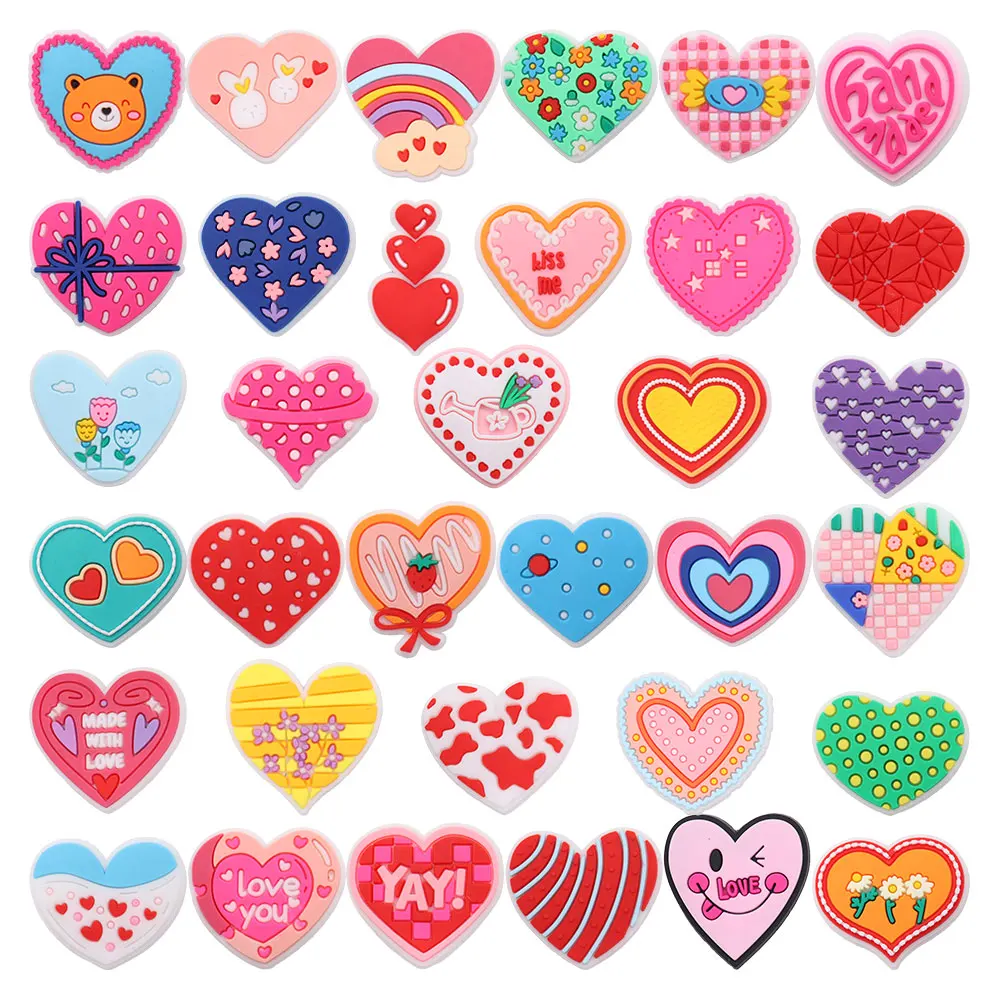 

New Arrival 1Pcs Love You Different Heart Croc Charms Boys Girls Shoe Buckle Decorations DIY Fashion Jibz Party Present