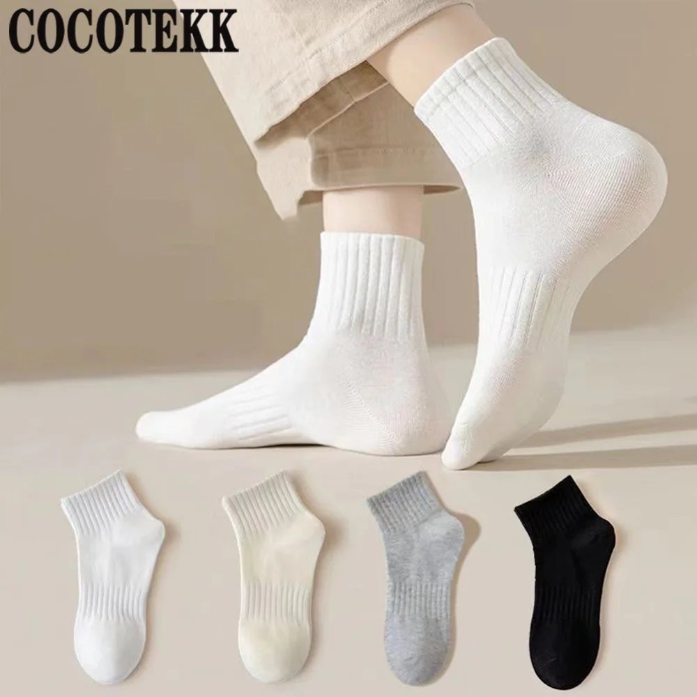 

Новые модные крутые мужские женские черные белые теплые носки классические простые осенне-зимние однотонные спортивные короткие носки для пар Прямая поставка