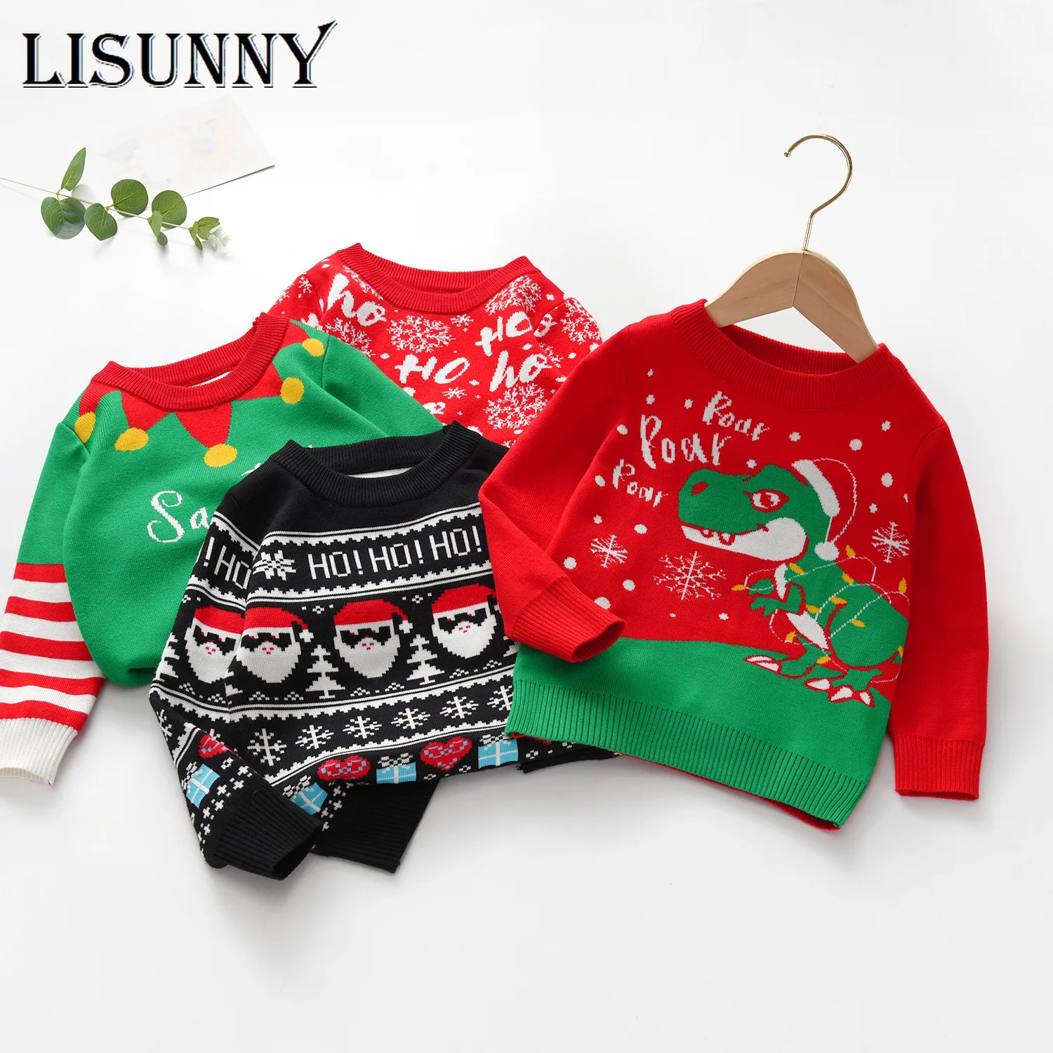 

2024 New Autumn Winter New Kids Christmas Sweater Girls Coat Children Clothing Baby Cotton Thick Wool Top Boys Pullover 2T-7T