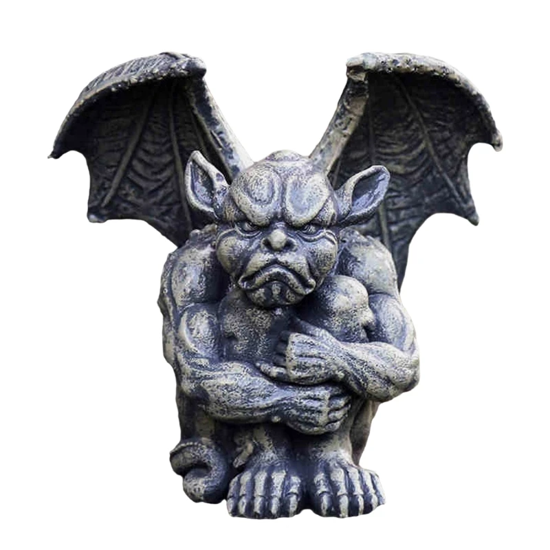 

for Creative Winged Gargoyle Statue Gothic Sitting Guardian Evil Sculpture Figurine Resin Ornament Halloween Dropship