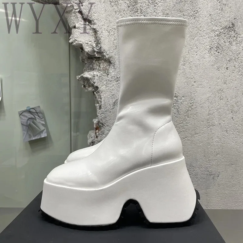 Autumn New Square Toe Women's Elastic Boots Thick Bottom Height Increasing Non-slip Microfiber Mid Calf Casual Short Boots 2023
Autumn New Square Toe Women's Elastic Boots Thick Bottom Height Increasing Non-slip Microfiber Mid Calf Casual Short Boots 2023