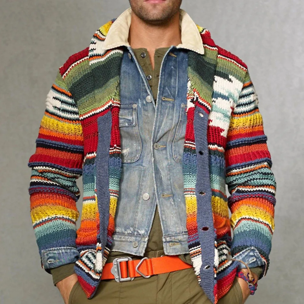 Hot New Fashion Cardigan Sweater Winter Casual Jacket Knitted Knitwear Long Sleeve Men Rainbow striped Sweater
Hot New Fashion Cardigan Sweater Winter Casual Jacket Knitted Knitwear Long Sleeve Men Rainbow striped Sweater