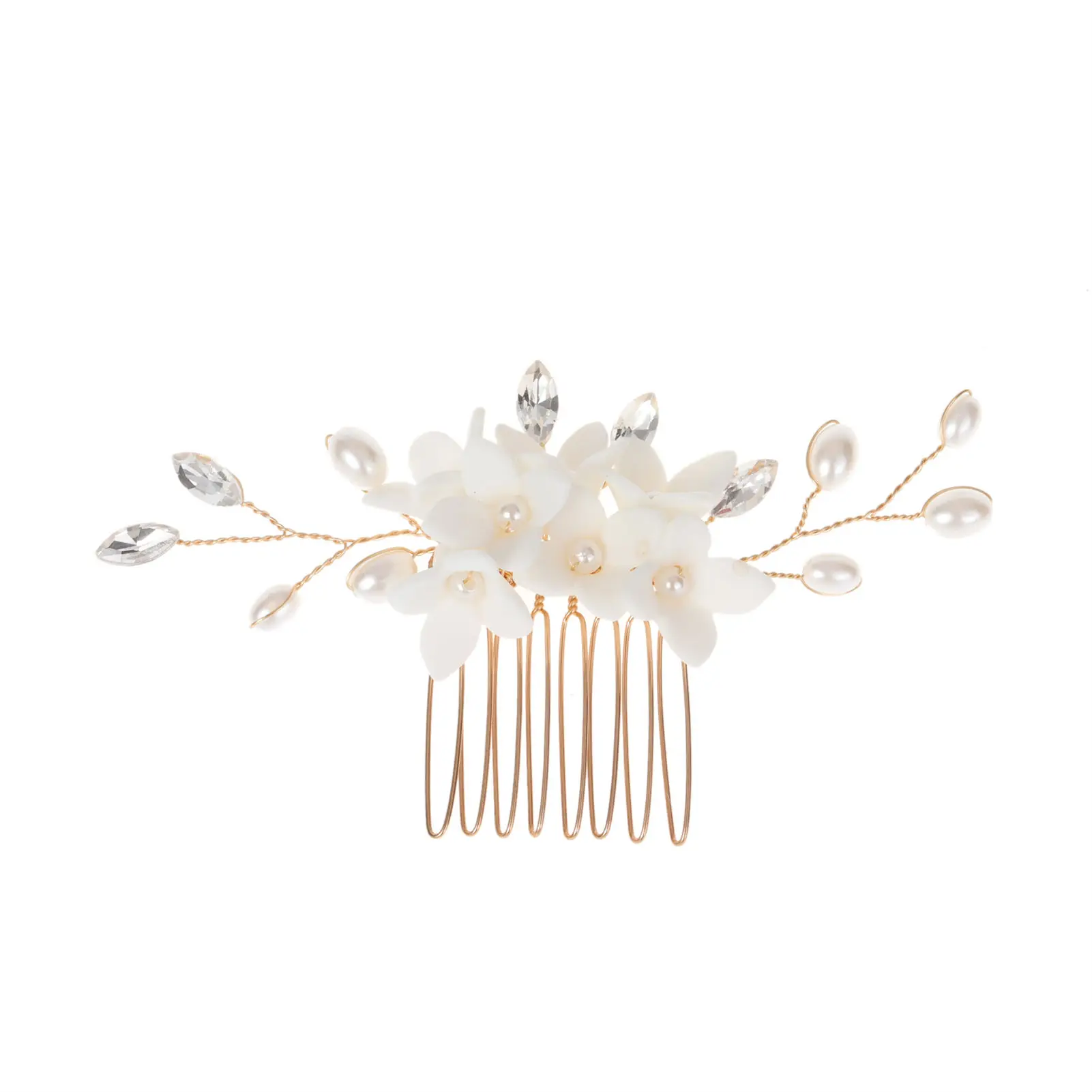 Rhinestone Pearl Ceramic Flower Hair Comb Woman Metal Comb Barrette with Pearl for Princess Party Favors Accessories
Rhinestone Pearl Ceramic Flower Hair Comb Woman Metal Comb Barrette with Pearl for Princess Party Favors Accessories