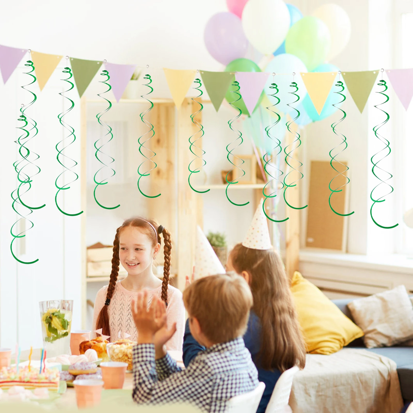 30pcs Set 27.5inch Green Aluminium Foil Hanging Swirls Party Streamers Ceiling Decorations For Birthday Party Streamers Party
30pcs Set 27.5inch Green Aluminium Foil Hanging Swirls Party Streamers Ceiling Decorations For Birthday Party Streamers Party
