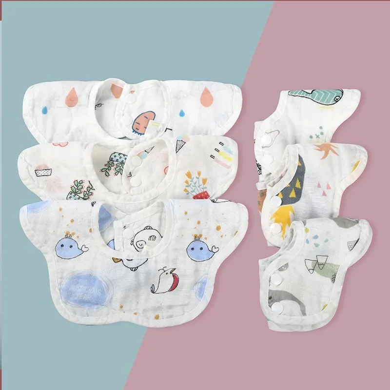 

Four-layer Thin High-density Gauze Bib Baby Bib Drool Towel Can Be Rotated Petals Can Be Used on Both Sides