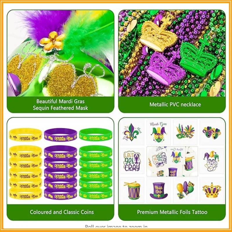 2024 Mardi Gras Bead Chain Mask Tattoo Stickers Bracelets Set Beaded Mask For Mardi Gras Party Masquerade Ball
2024 Mardi Gras Bead Chain Mask Tattoo Stickers Bracelets Set Beaded Mask For Mardi Gras Party Masquerade Ball