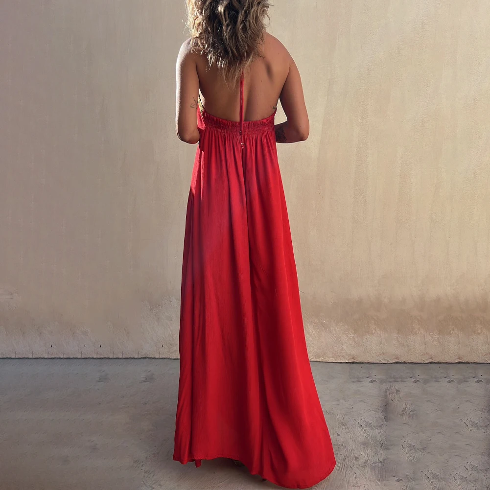 Women Summer Backless Loungewear Party Dress Halter Sexy V-neck Bohemian Beach Dress Lady Holiday Vacation Vestidos
Women Summer Backless Loungewear Party Dress Halter Sexy V-neck Bohemian Beach Dress Lady Holiday Vacation Vestidos