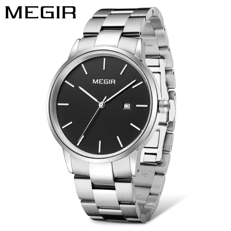 

MEGIR Simple Quartz Watch for Men Stainless Steel Waterproof Date Mens Watches Top Brand Luxury Wristwatch Relogio Masculino