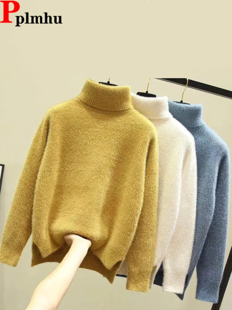 Women's Soft Turtleneck Sweater Imitation Mink Velvet Knitwaer Pullovers Casual Warm Knit Sueter Winter Blouse Long Sleeve Tops
Women's Soft Turtleneck Sweater Imitation Mink Velvet Knitwaer Pullovers Casual Warm Knit Sueter Winter Blouse Long Sleeve Tops