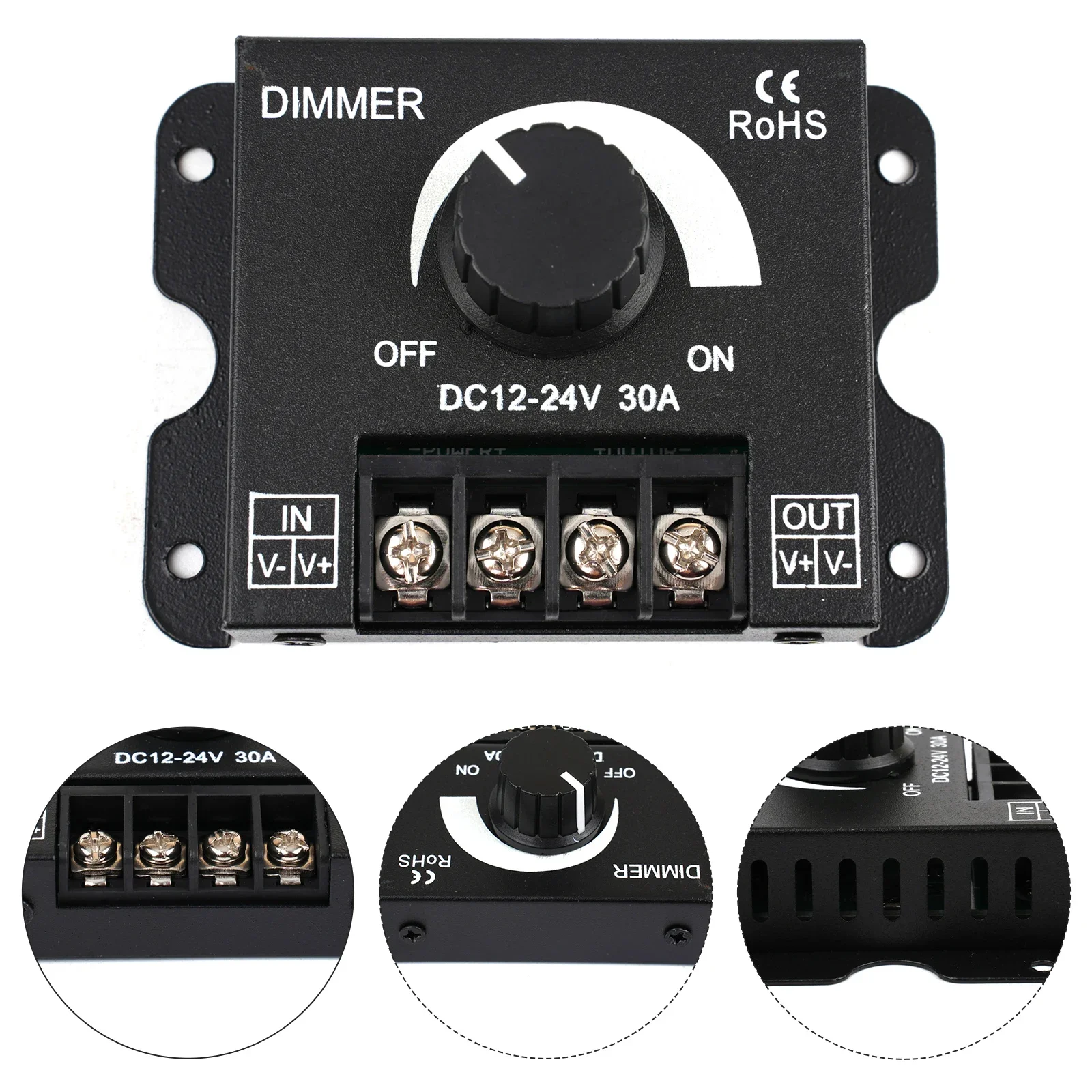 Brightness Adjuster Led Dimmer Metal Stabilizer DC 12-24V 30A Dimmer Knob Voltage Regulator Practical Efficiency
Brightness Adjuster Led Dimmer Metal Stabilizer DC 12-24V 30A Dimmer Knob Voltage Regulator Practical Efficiency