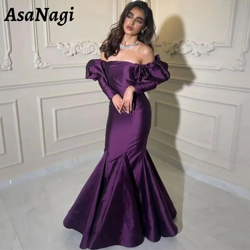 AsaNagi Off Shoulder Satin Prom Gowns Women's Mermaid Party Evening Gown Long Sleeve Floor Length Saudi Special Occasion Dress
AsaNagi Off Shoulder Satin Prom Gowns Women's Mermaid Party Evening Gown Long Sleeve Floor Length Saudi Special Occasion Dress