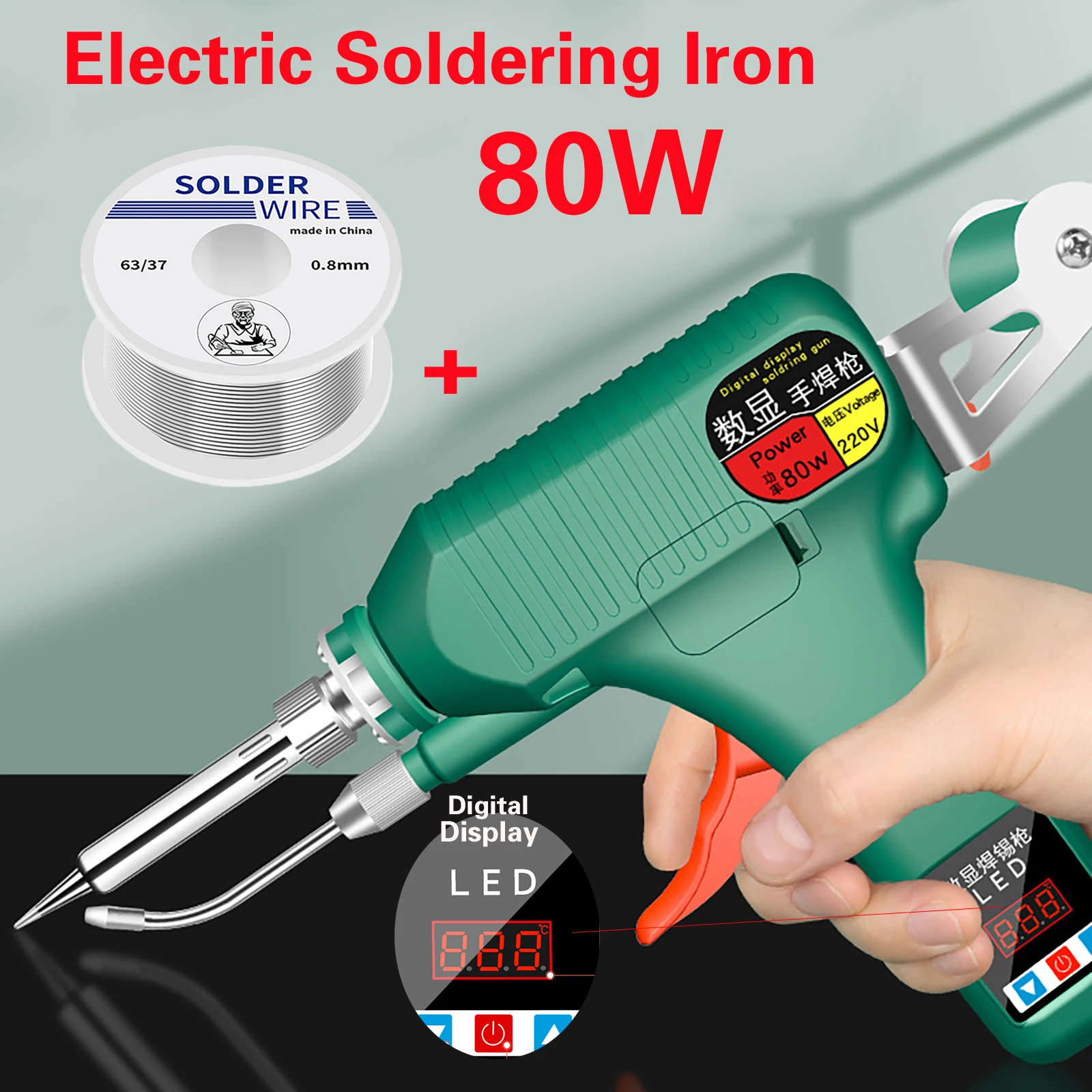 80W Internal Heating LED Digital Display Solder Gun Manual Solder Gun Constant Temperature Electric Soldering Iron Welding Tools
80W Internal Heating LED Digital Display Solder Gun Manual Solder Gun Constant Temperature Electric Soldering Iron Welding Tools