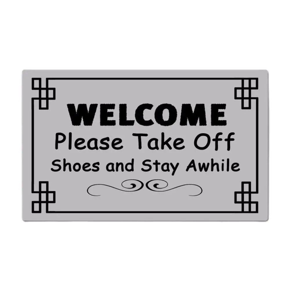 

Welcome Please Take Off Shoes And Stay Awhile Funny Doormat Rug Outdoor Porch Patio Front Floor Home Decor Rubber Door Mat