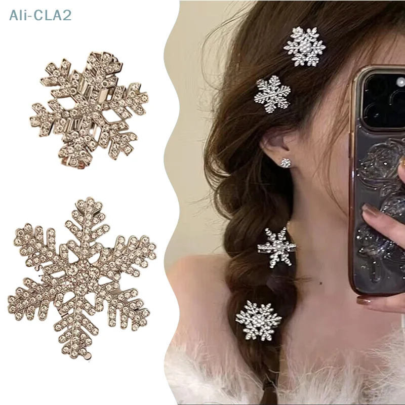 

Snowflake Hair Clip Delicate Rhinestone Hairpin Pearl Clip Duckbill Clip Barrette Festival Gift Wedding Hair Accessories