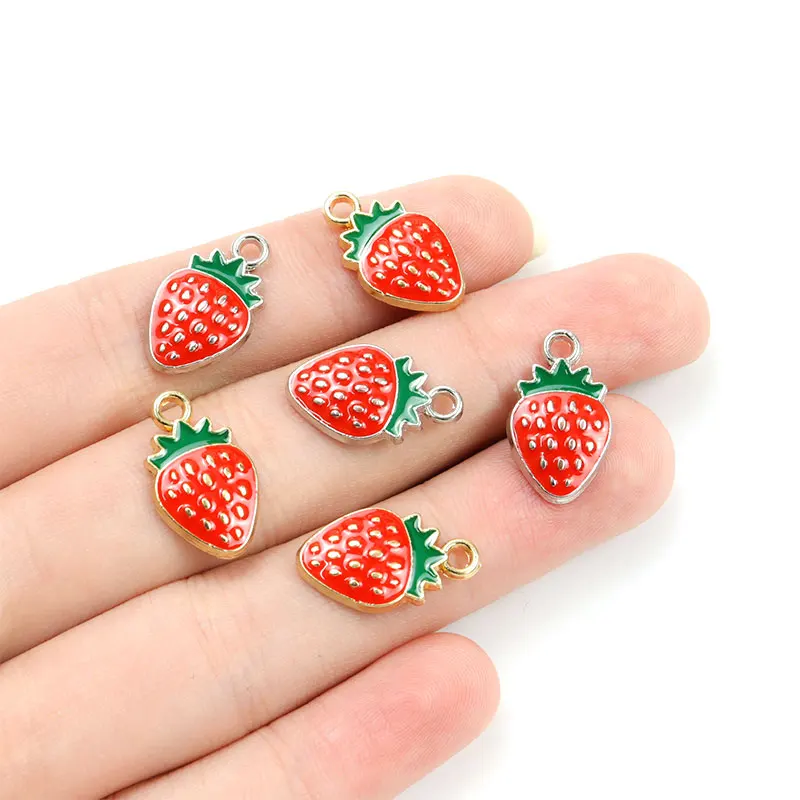 15pcs Red Strawberry Enamel Drip Oil Charms for Lovely Trinkets Making DIY Necklace Bracelet Earrings Cute Mini Fruit Pendants 15pcs Red Strawberry Enamel Drip Oil Charms for Lovely Trinkets Making DIY Necklace Bracelet Earrings Cute Mini Fruit Pendants