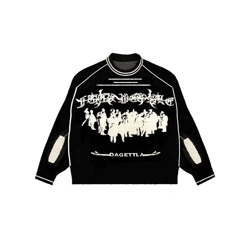 Hip Hop Streetwear Knitted Sweater Men Women Gothic Pattern Oversized Sweater Pullover Winter Harajuku Retro Grunge Sweater Y2k
Hip Hop Streetwear Knitted Sweater Men Women Gothic Pattern Oversized Sweater Pullover Winter Harajuku Retro Grunge Sweater Y2k