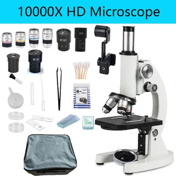 광학 생물 현미경, 고배율 HD 사진, 중학교 대학 과학 정자 현미경, 40-10000X