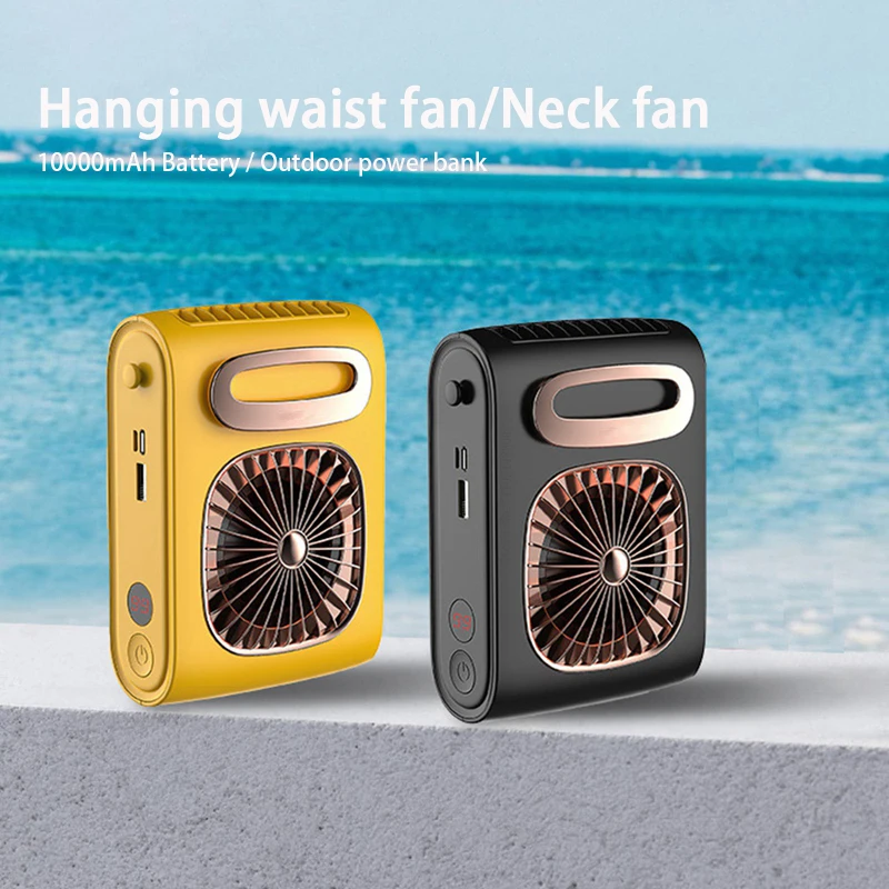 

10000mAh Hanging Neck/Waist Fan Ultra-Light USB Mini Portable Rechargeable Fan For Outdoor Camping Hiking Climbing Running Sport