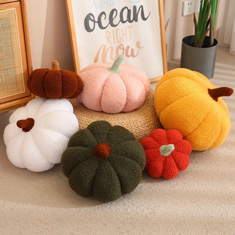 

New Nordic Halloween Pumpkin Plush Toy Soft Plant Stuffed Doll Holidays Props Decorative Throw Pillow for Kids