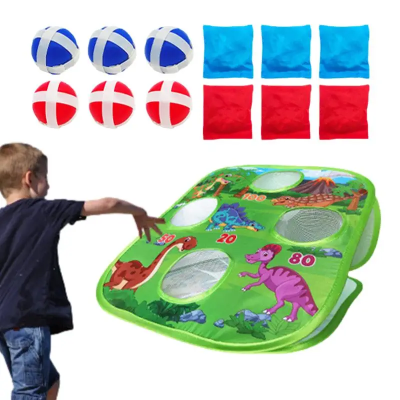 

Bean Bag Toss Game Foldable Cornhole Board Double-Sided Outdoor Toss Game Dinosaur Bean Bag Toss Family Party Supplies For Kids