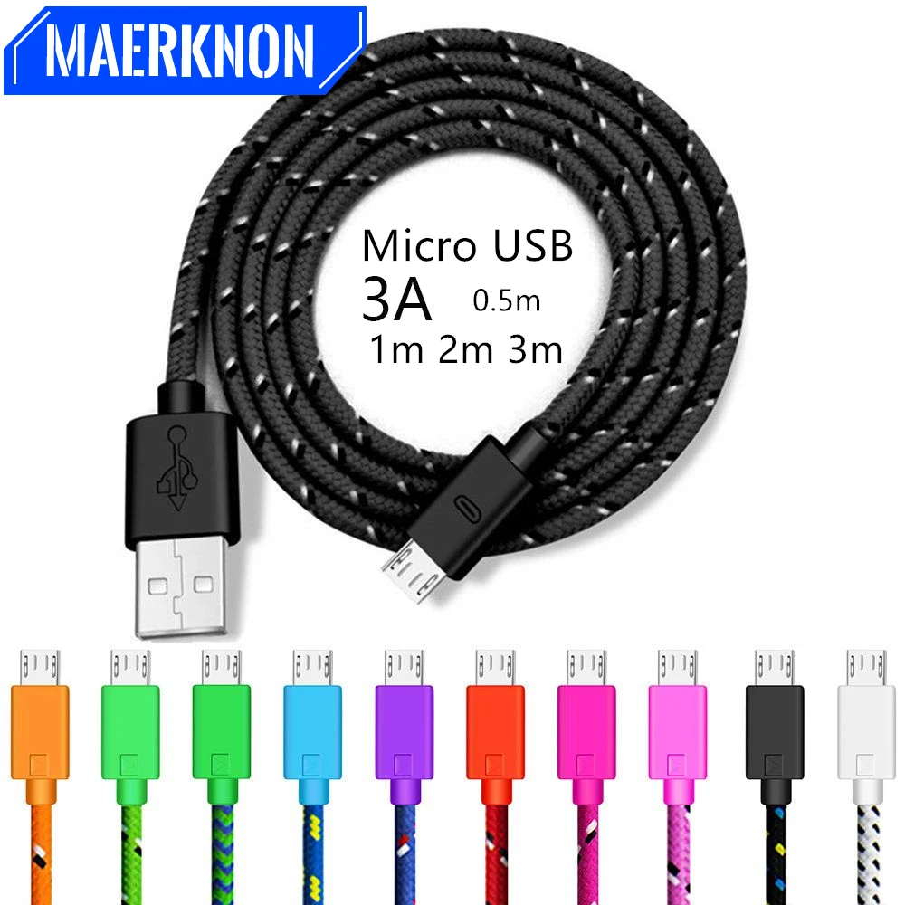 

Micro USB Cable 2m 3m 2.4A Fast Charging USB Microusb Data Mobile Phone Cable for Samsung S6 S7 Huawei HTC Android Tablet Cable