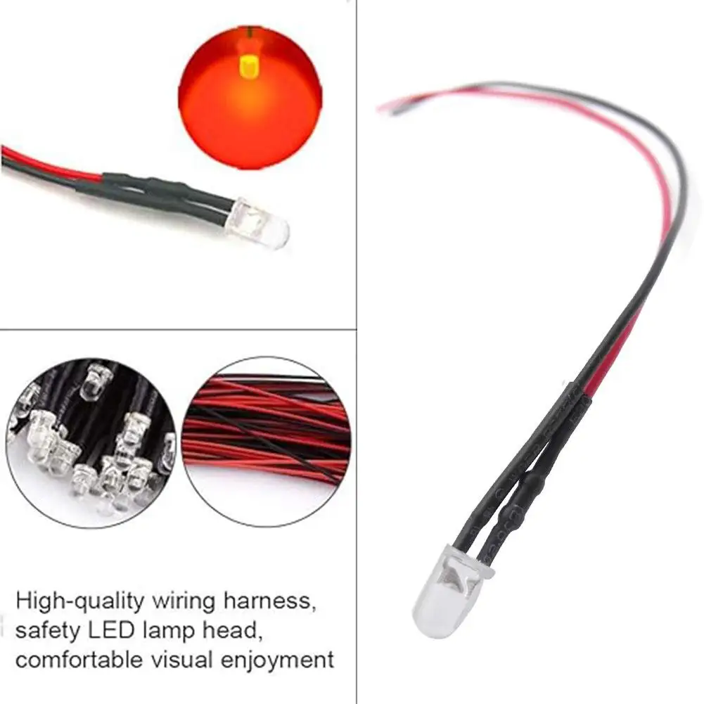 

10PCS 5-12V Solder Wire Indicator Beads 5mm Diode Lamp Decoration Light Diodes Emitting Pre-soldered