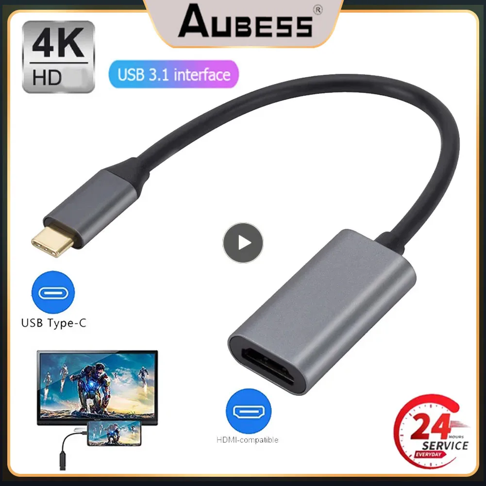 

1/2 шт. совместимый кабель-адаптер C-HDMI 4K USB 3,1 HDTV конвертер кабель для проектора ПК MacBook ноутбука планшета HUAWEI