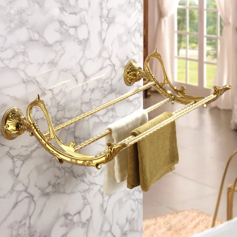 

Европейская классическая позолоченная вешалка для полотенец, антикварная резная сетка для мыла и мыла в ванную комнату, аксессуары для ванной комнаты L