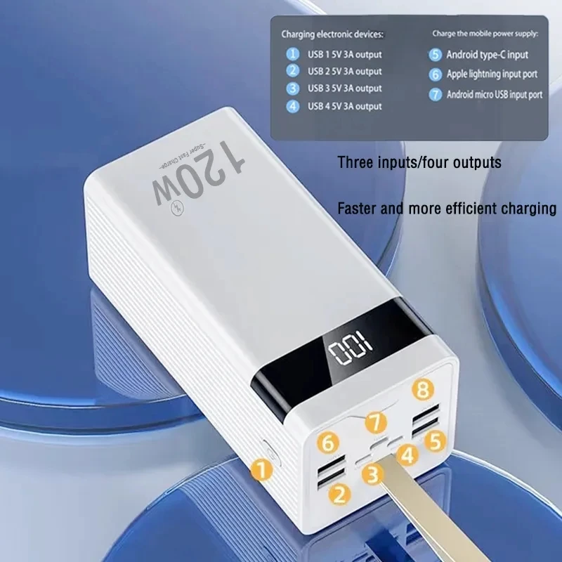 Mobile Power Supply 200Ah, Large Capacity, 120W Ultra Fast Charging Intelligent Digital Display Screen, with LED+Free Shipping
Mobile Power Supply 200Ah, Large Capacity, 120W Ultra Fast Charging Intelligent Digital Display Screen, with LED+Free Shipping