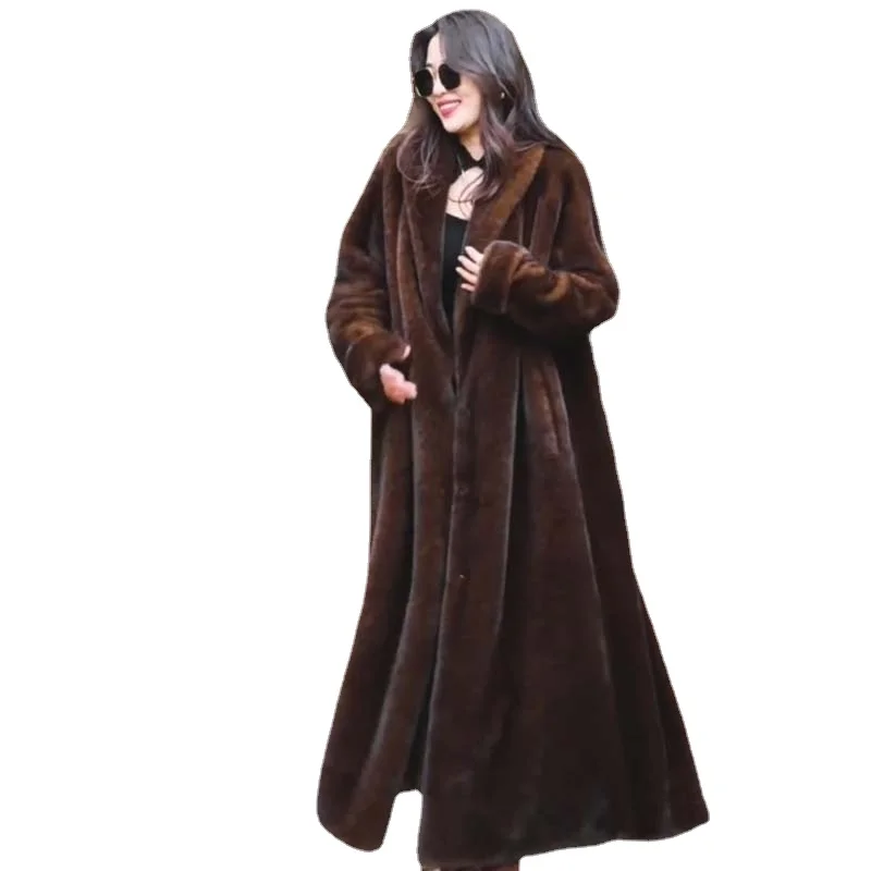 

New Fur Coat Female Young Section Hair Mink Coat Loose Foreign Style Long Paragraph Outside Wear