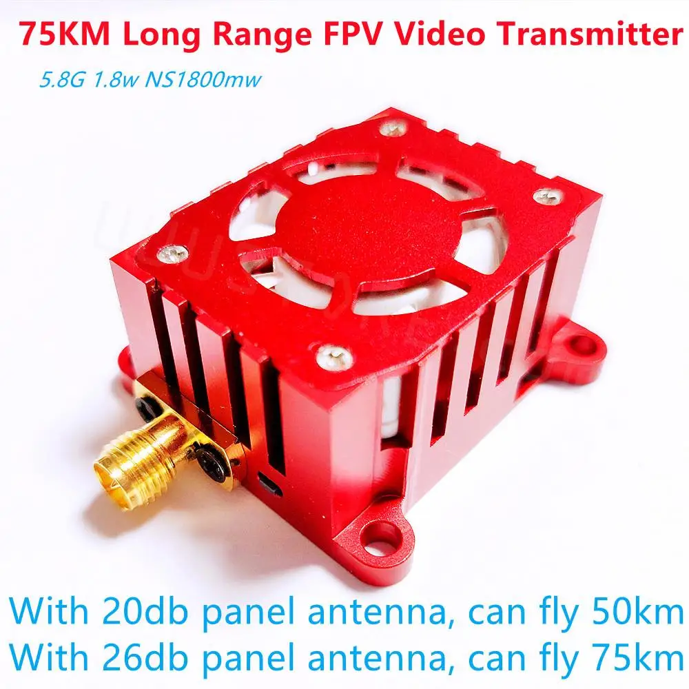 75Km Long Range 5.8Ghz 1.8W FPV Wireless Transmitter 5.8G 1800MW 64CH Video AV Audio Video Sender NS581800
75Km Long Range 5.8Ghz 1.8W FPV Wireless Transmitter 5.8G 1800MW 64CH Video AV Audio Video Sender NS581800