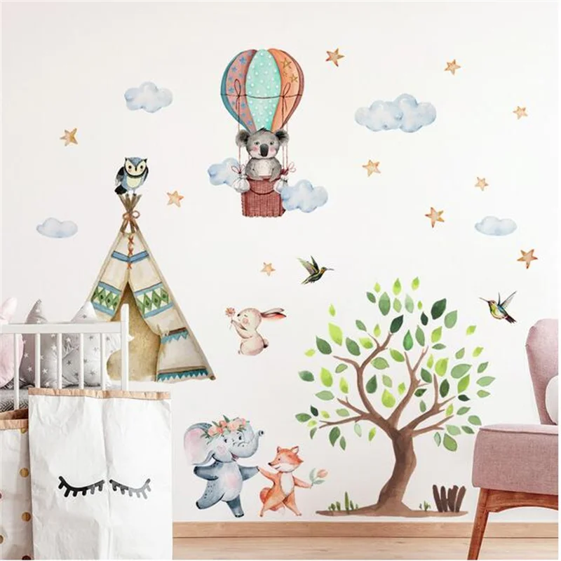 

2PCS Cartoon Animal Cloud Wall Stickers For Kid’ s Room Bedroom Decorative Vinyl Waterproof Art Mural