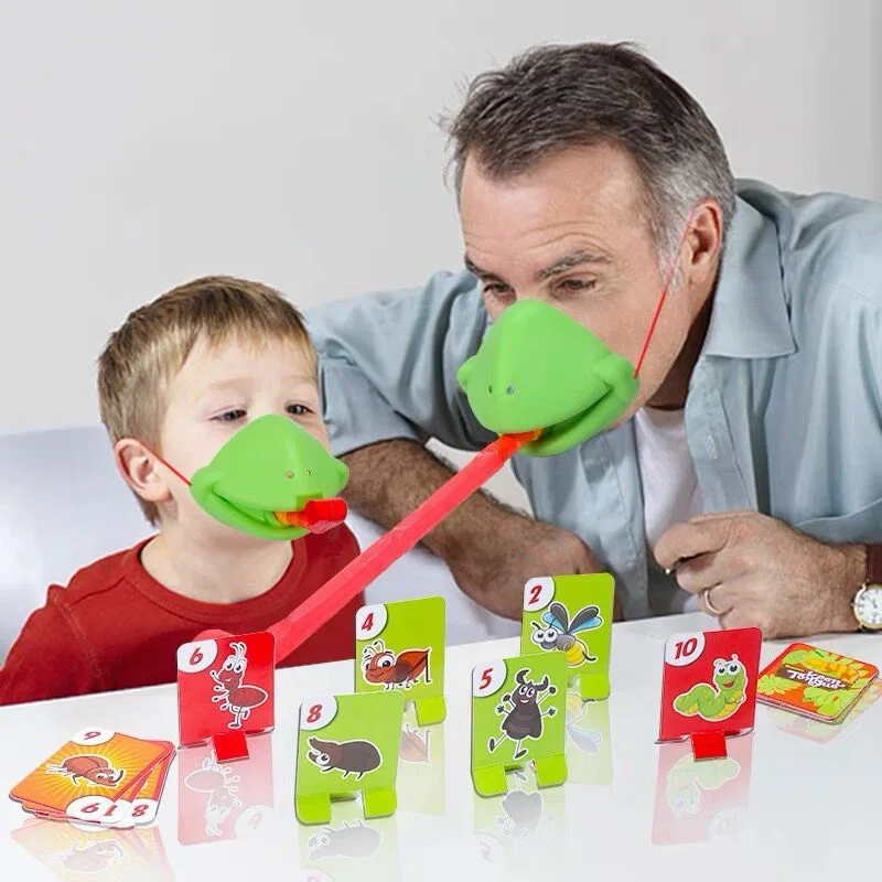 

Frog mouth sticking tongue board game kids toy chameleon lizard mask parent-child blowing music puzzle Desktop games props toys