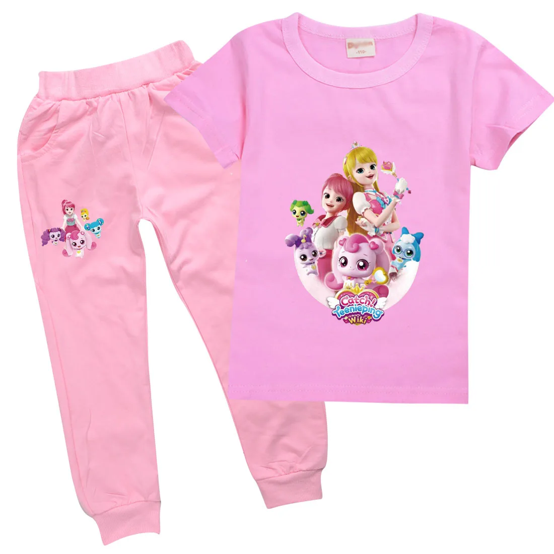 

캐치티니핑 Catch Teenieping Clothes Kids Tini Ping Tracksuit Baby Boys Short Sleeve Top Pants 2pcs Set Toddler Girls Boutique Outfits