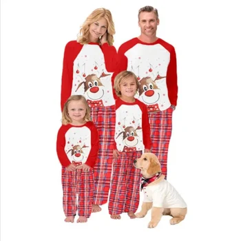 Pijamas A Juego Para La Familia Christmas Pajamas for Family 2023 Xmas Pjs  Matching Sets Funny Elk Plaid Christma Pajama Family Holiday Sleepwear Set