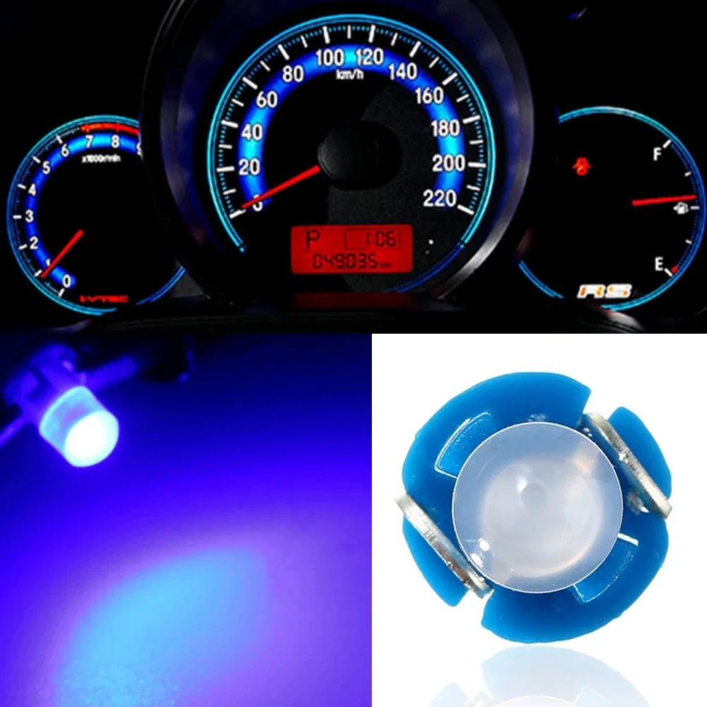 

10pcs LED Blue T3 Neo Wedge 12V 0.5W Bulb Cluster Instrument Dash Climate Base Lamp Light Auto Interior Universal Accessories